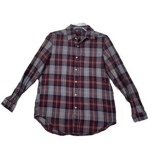 Brandy Melville Women's Button Front Shirt‎ Red Plaid Long Sleeve One Size